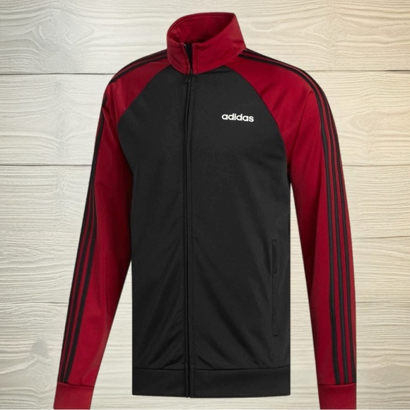 Adidas zip up Tricot Track Jacket Red n Black Size Small - Picture 2 of 6